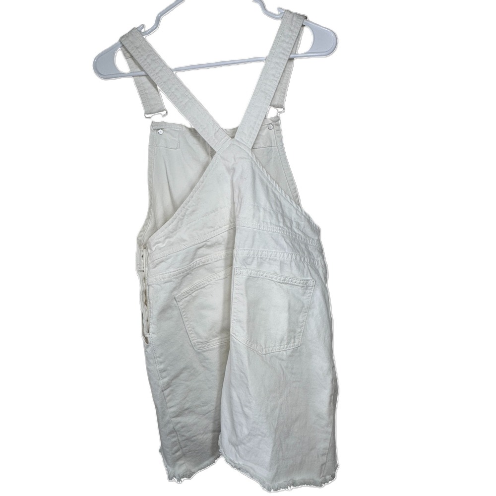 Envy White Denim Overall Skirt Womens Small Pinafore Dress Mini Festival Boho - Picture 10 of 10
